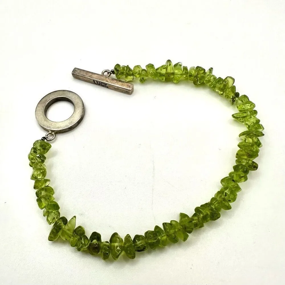 Peridot sterling silver luck toggle bracelet